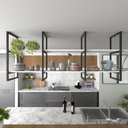 Ver imagem 2 de Prateleira Industrial Suspensa Teto Cozinha pratileira prateleira mdf nicho industrial nichos para