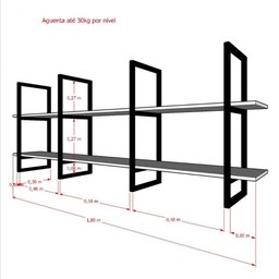 Prateleira Industrial Suspensa Teto Cozinha pratileira prateleira mdf nicho industrial nichos para - 5