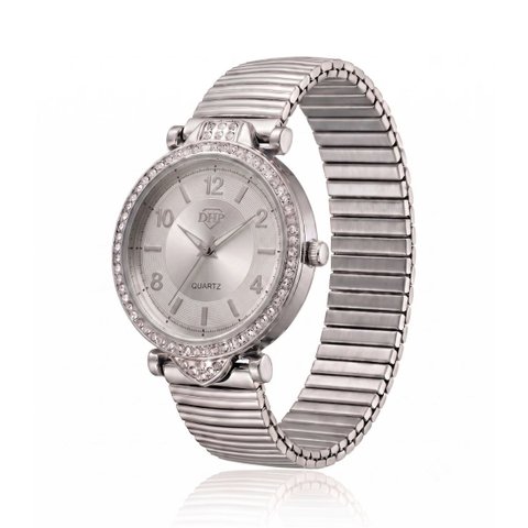 Relógio Feminino com Strass Cravejado Correa Metal + Caixa