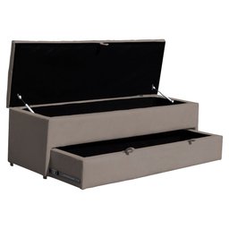 Calçadeira Recamier Baú Sapateira Casal Queen 160cm Ayla Suede Tampo Reto - Estopar Ayla 160cm Suede - 3