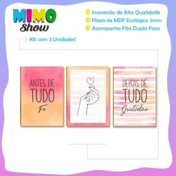 Kit 03 Placas Decoração Mdf Antes, Depois de Tudo 28,7x22 Ar9 - 3