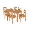 Conjunto de Mesa de Jantar 140x70 com 06 Cadeiras Madeira Maciça Luxo - Mel - 1