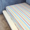 Ver imagem 1 de Lençol de Elástico Vivain Infantil Branco Listrado Colorido 100% Algodão