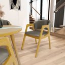 Ver imagem 3 de Cadeira Agatha Madeira Maciça Estofada para Mesa de Jantar Veludo Chumbo 109