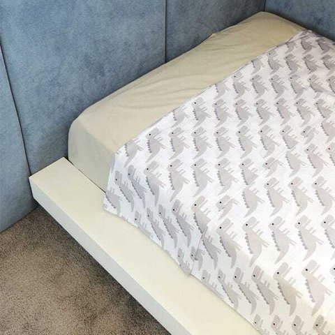 Lençol de Cima Vivain Infantil Branco Dinossauro Cinza 100% Algodão