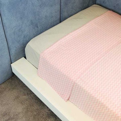Lençol de Cima Vivain Infantil Chevron Rosa 100% Algodão