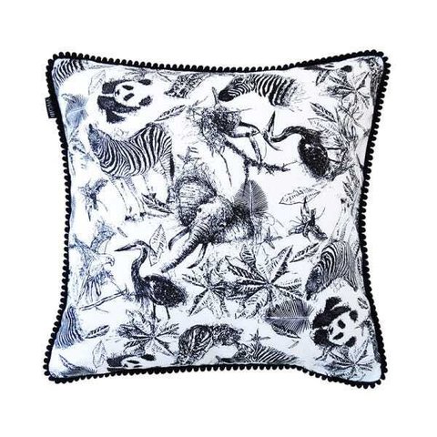 Capa de almofada VivaIN infantil zoo branca e preta