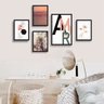 CONJUNTO KIT 5 QUADROS DECORATIVOS AMOR FRASES QUARTO SALA ROSE GIANDUIA 71x42cm - 1