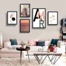 CONJUNTO KIT 5 QUADROS DECORATIVOS AMOR FRASES QUARTO SALA ROSE GIANDUIA 71x42cm - 2