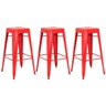 Kit - 3 x Banquetas Altas Iron Tolix - Industrial - Vintage - Vermelho - 1