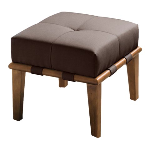 Puff Decorativo 45cm Martínez Linho Pés Madeira Marrom/Natural - Gran Belo