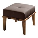 Ver imagem 1 de Puff Decorativo 45cm Martínez Linho Pés Madeira Marrom/Natural - Gran Belo