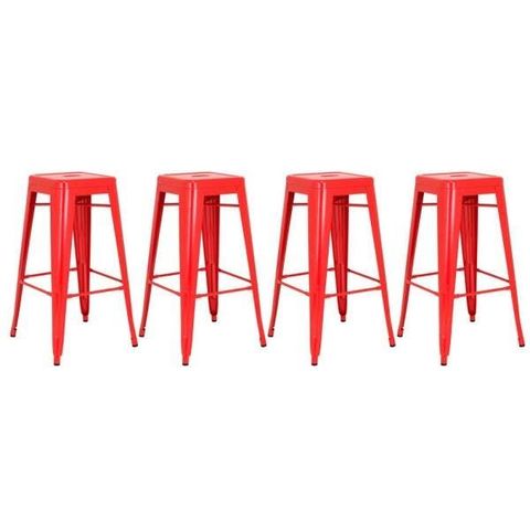 KIT - 4 x banquetas altas Iron Tolix - Industrial - Vintage - Vermelho