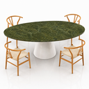 Ver imagem 3 de Mesa de Jantar Cone Oval 160x90 cm Tampo Mármore Vitória Régia Base Laca Branca