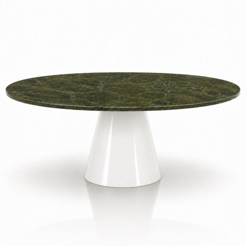 Mesa de Jantar Cone Oval 160x90 cm Tampo Mármore Vitória Régia Base Laca Branca