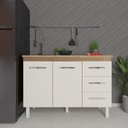 Ver imagem 6 de Balcão Armário Gabinete para Pia de Cozinha 118 Cm Bruna 2 Portas e 3 Gaveta Off White