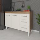 Ver imagem 2 de Balcão Armário Gabinete para Pia de Cozinha 118 Cm Bruna 2 Portas e 3 Gaveta Off White