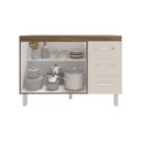 Ver imagem 4 de Balcão Armário Gabinete para Pia de Cozinha 118 Cm Bruna 2 Portas e 3 Gaveta Off White
