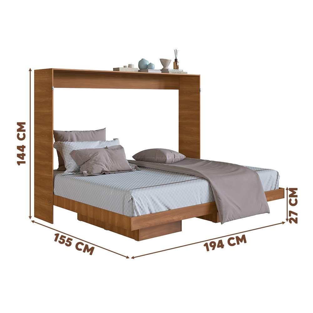 Cama de Casal Horizontal Articulável 4 Nichos Nogal Dallas Art In Móveis - 4