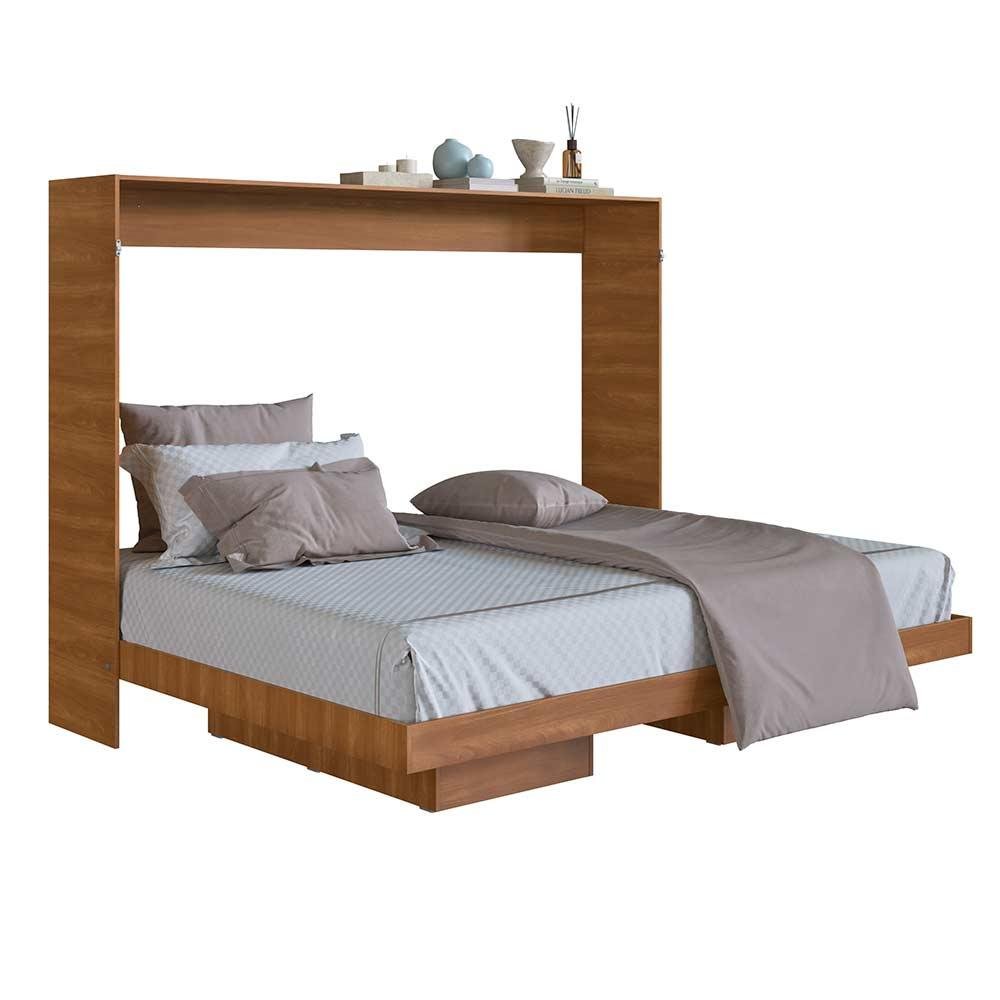 Cama de Casal Horizontal Articulável 4 Nichos Nogal Dallas Art In Móveis - 2