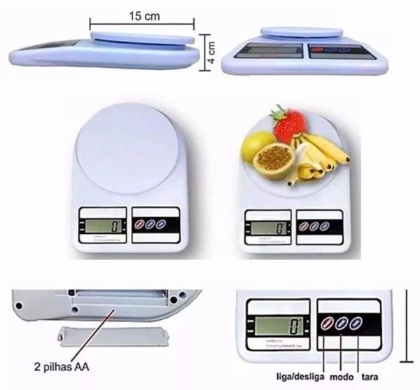 Balança Alimento Digital Alta Precisão 1g À10 Kg Cozinha - 3