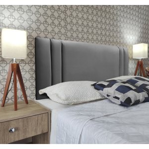 Cabeceira Casal 140 Cama Box Double Siena Cinza Corano Painel Rbl