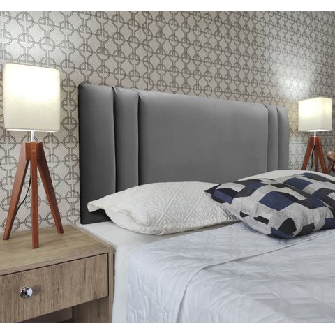 Cabeceira Casal 140 Cama Box Double Siena Cinza Corano Painel Rbl