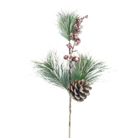 Arranjo Natalino 69cm com Pinhas e Bagas Brancas