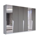 Ver imagem 3 de Guarda-roupa Casal Luxe 2,42 Metros 6 Portas 4 Gavetas com Espelho Branco/cinza - Panorama Móveis