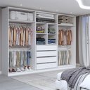 Ver imagem 2 de Guarda-roupa Casal Luxe 2,42 Metros 6 Portas 4 Gavetas com Espelho Branco/cinza - Panorama Móveis
