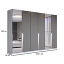 Ver imagem 4 de Guarda-roupa Casal Luxe 2,42 Metros 6 Portas 4 Gavetas com Espelho Branco/cinza - Panorama Móveis