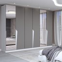 Ver imagem 1 de Guarda-roupa Casal Luxe 2,42 Metros 6 Portas 4 Gavetas com Espelho Branco/cinza - Panorama Móveis