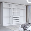 Ver imagem 6 de Guarda-roupa Casal Luxe 2,42 Metros 6 Portas 4 Gavetas com Espelho Branco/cinza - Panorama Móveis