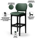 Ver imagem 4 de Banqueta Alta Bar Cozinha Sala Jantar Fixa Betta L02 Preto Facto Verde Musgo - Lyam Decor