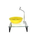 Ver imagem 1 de GABINETE DE VIDRO COM CUBA REDONDA AMARELO TAMPO 40CM INCOLOR MAIS TORNEIRA METAL