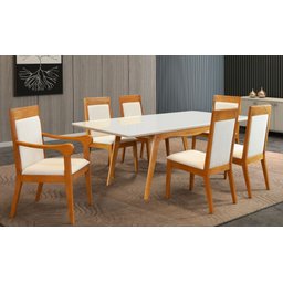 Sala de Jantar Completa Madeira Maciça com 6 Cadeiras 2,0x1,0 metros - Escócia - Art Salas - 3