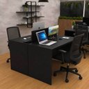 Ver imagem 1 de Conjunto Estação de Trabalho 2 Lugares 120x60cm + 2 Cadeiras Netflex Ergonômicas Reclináveis