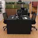 Ver mais imagens de Conjunto Estação de Trabalho 2 Lugares 120x60cm + 2 Cadeiras Netflex Ergonômicas Reclináveis