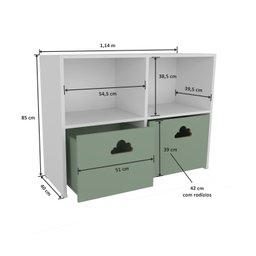 Estante Organizadora Nicho com Baús Nuvem Verde Jade Spencer 100% Mdf Woodcore - 8
