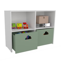 Estante Organizadora Nicho com Baús Nuvem Verde Jade Spencer 100% Mdf Woodcore - 5
