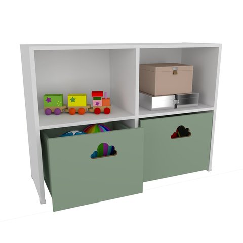 Estante Organizadora Nicho com Baús Nuvem Verde Jade Spencer 100% Mdf Woodcore
