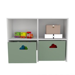Estante Organizadora Nicho com Baús Nuvem Verde Jade Spencer 100% Mdf Woodcore - 4