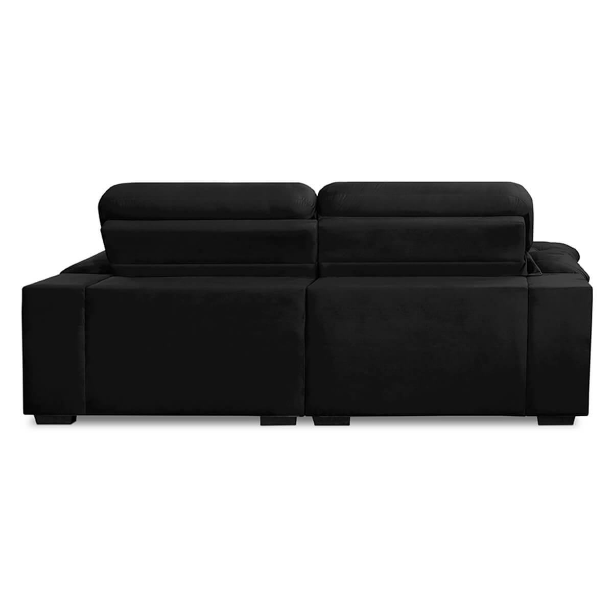 Sofa Retratil Reclinavel 2 Lugares 1,80m Crystal Veludo Preto Lansofbr Lansof Brasil - 5