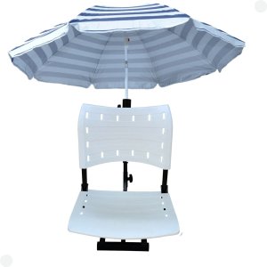 Cadeira para Barco Giratória Prática Dobrável com Suporte de Guarda Sol Branca
