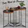 Mesa Canto Apoio Lateral Pequena Madeirado Conjunto Rustico Ambiente Casa Recepção:Tampos Preto Ferr - 4