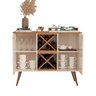 Aparador Buffet Elegance Adega 2 Portas Pés Retrô - Off White com Nature - 4