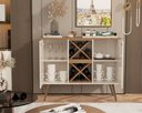 Ver imagem 2 de Aparador Buffet Elegance Adega 2 Portas Pés Retrô - Off White com Nature