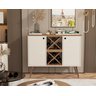 Aparador Buffet Elegance Adega 2 Portas Pés Retrô - Off White com Nature - 1