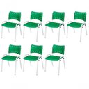 Ver imagem 1 de Cadeira Iso Base Branco Escola, Escritório Verde Kit 7 Un