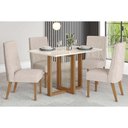 Ver imagem 1 de Conjunto: Mesa Sala Jantar Natalí C/ Tampo Madeirado C/ Vidro Reto 120x80cm e 4 Cadeiras Eloa